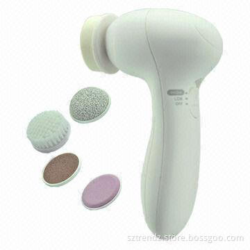 Electric skin cleaning brush with 4-different brush heads, for skin cleaning